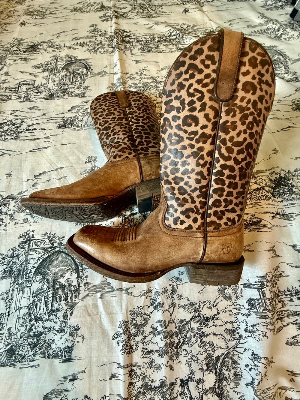 Ariat Circuit Savanna Leather Boots with Leopard-Print Shaft